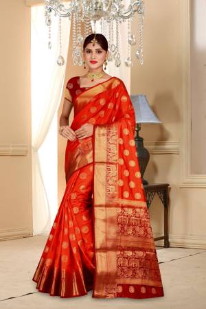 Adorn the Pretty Angelic And Royal Look Wearing This Saree In Red color Paired With Maroon Colored Blouse. This Saree And Blouse Are Art Silk Based Beautified With Weave All Over. Buy Now.