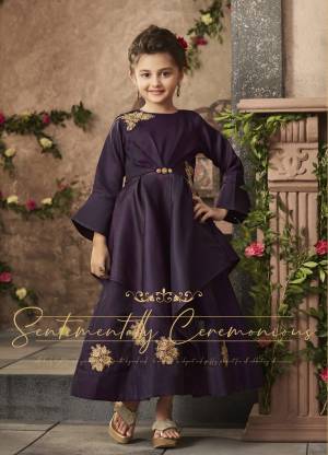 With This Beautiful Designer Readymade Gown, Give An Attractive Look Even To Your Daughter With Yourself, This Beautiful Purple Colored Gown Is Same As The One For Adult, Fabricated On Satin Silk. Buy Now.
