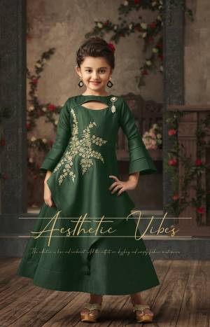 Add This Lovely Designer Floor Length Readymade Gown For You And Your Daughter In Green Color. This Beautiful Color Suits All Age Group, Also It Is Fabricated On Satin Silk Beautified With Embroidered Patch Work.