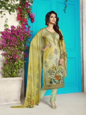 Celebrate This Festive Season Wearing This Designer Straight Suit In Light Green Color. Its Top Is Fabricated On Soft Cotton Paired With Cotton Bottom And Chiffon Dupatta. All Its Fabrics Ensures Superb Comfort all Day Long. Buy Now.