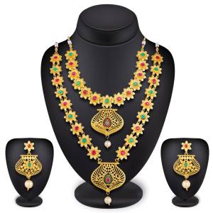 Grab This Beautiful Pair Of Necklace Set Containing Two Necklaces And A Pair Of Earrings. You Can Pair This As Per Your Convinience And Also With any Colored Ethnic Traditional Attire.