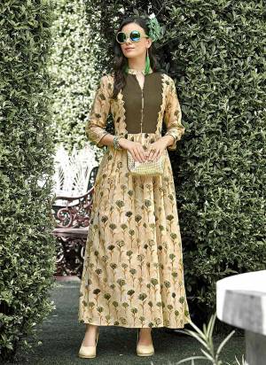 This Festive Season Look Beautiful And Feel Comfortable With This Designer Readymade Kurti In Cream Color Fabricated On Rayon. It Is Light Weight And Also Gives A Rich Look To Your Personality. 