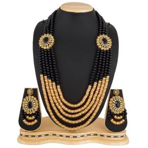 A Bit Indo Western Designed Necklace Set Is Here In Black And Golden Color Which Can Be Paired With Ethnic Or Any Indo Western Dress. Buy Now.