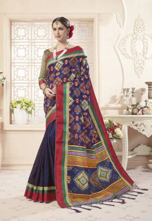 Bright And Visually Appealing Color Is Here With This Saree In Violet Color Paired With Beige And Violet Colored Blouse. This Saree And Blouse Are Art Silk Based Beautified With Prints All Over. 