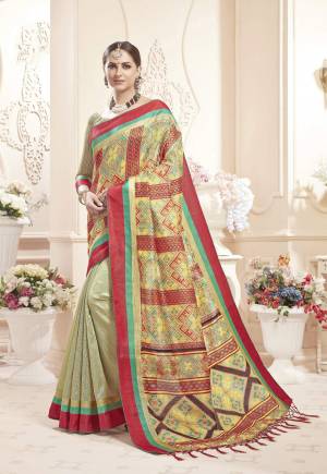 Simple And Elegant Looking Saree Is Here In Multi And Mint Green Color Paired With Beige And Mint Green Colored Blouse, This Saree And Blouse are Fabricated On Art Silk Beautified With Prints All Over. 