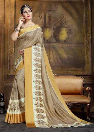 Simple And Elegant Looking Saree For This Festive Wear Is Here In Beige Color Paired With Beige Colored Blouse. This Saree And Blouse Are Fabricated On Art Silk Beautified With Prints All Over.