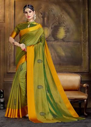 Pretty Attractive Shade In Green Is Here With This Dark Green Colored Saree Paired With Dark Green Colored Blouse. This Saree And Blouse Are Fabricated On Art Silk Beautified With Very Simple Printed Motifs.