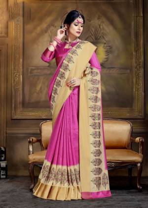 Look Pretty In This Pink Colored Saree Paired With Pink Colored Blouse. This Saree And Blouse Are Fabricated On Art Silk Beautified with Printed Broder. Buy Now.