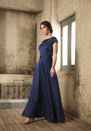 Elegant Looking Designer Floor Length Gown IS Here Available For You And Your Daughter In Navy Blue Color. This Pretty Gown Is Fabricated On Satin Which Is Comfortable For Both The Age Group. Buy Now.