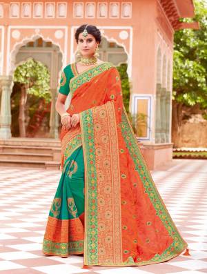 Incorporate every streak of royal to your look in this preciously detailed saree and make you appear nothing less than a queen. 