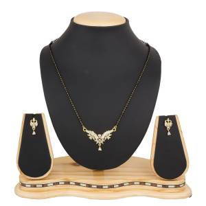 Grab This Beautiful And Attractive Mangalsutra Set For Party Wear As It Is Beautified With Diamond Work. This Set Can Be Paired With Any Colored And Any type Of Attire. Buy Now.
