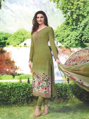 Subtle Colors Are The Shades Of Season,  Grab This Designer Straight Suit In Light Green Color. Its Top Is Fabricated On Crepe Paired With Santoon Bottom And Chiffon Dupatta. All Its Fabrics Are Soft Towards Skin And Easy To Carry All Day Long. 