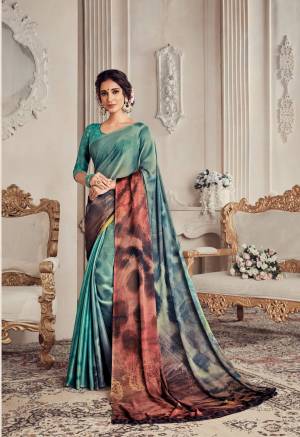 New Shade Is Here To Add Into Your Wardrobe With This Saree In Sea Blue Color Paired With Sea Blue Colored Blouse. This Saree Is Light Weight And Easy To Carry All Day Long. 