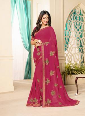 Bright And Visually Appealing Color Is Here With this Designer Saree In Magenta Pink Color Paired With Magenta Pink Colored Blouse. This Saree Is Georgette Based Paired With Brocade Fabricated Blouse. Buy Now.