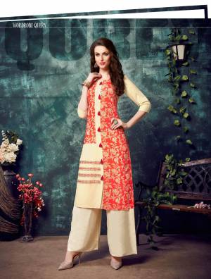 Simple And Elegant Looking Designer Readymade Kurti In Here In Cream And Orange Color Fabricated On Rayon. This Kurti Is Beautified With Thread Work And Available In All Regular Sizes. 