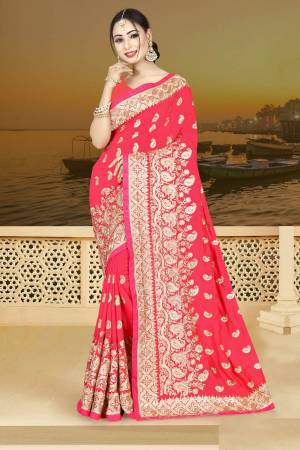 Bright And Visually Appealing Color Is Here With This Designer Saree In Fuschia Pink Color Paired With Fuschia Pink Colored Blouse. Its Bright Shade And Jari Work Is Giving The Saree a Highlighted Look. Buy Now.