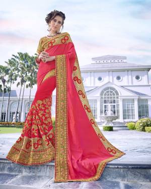 Wear This  Pink And Dark Beige Colored Saree At An Upcoming Special Occasion And Let All Eyes Follow You. This Gorgeous Saree Features An Elegantly Designed Border And Comes With Lovely Blouse. Made From Satin Silk, This Saree Will Ensure Utmost Comfort. It Will Complement Gold Jewellery And Heels.