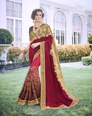 Drape This Saree And Look Pretty Like Never Before. This Beautiful Saree Features A  Embroidered Pattern, Which Makes It A Smart Pick For Party Occasions. Made From Satin Silk With  Maroon Colored Blouse Is Made Of Bnglori Silk. Buy It Now.