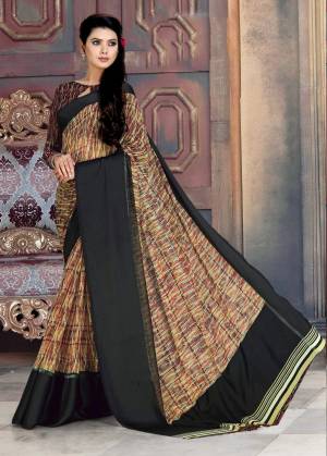 Grab This Saree For Your Semi-Casual Wear In Multi And Black Color Paired With Black Colored Blouse. This Saree IS Fabricated On Georgette Paired With Satin Georgette blouse. Buy Now.