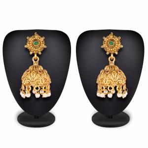 This Festive And Wedding Add More Glam To Your Look Pairing Your Traditional Attire With This Beautiful Pair Of Earrings In Golden Color. It Can Also Be Paired With Heavy Dress Or Even A Simple Kurti. Buy Now.