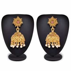 This Festive And Wedding Add More Glam To Your Look Pairing Your Traditional Attire With This Beautiful Pair Of Earrings In Golden Color. It Can Also Be Paired With Heavy Dress Or Even A Simple Kurti. Buy Now.