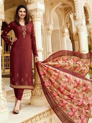 Give A Royal Look With This Designer Straight Suit In Maroon Color Paired With Multi Colored Dupatta. Its Top Is Fabricated On Crepe Paired With Santoon Bottom And Chiffon Dupatta. All Its Fabric Are Soft Towards Skin And Ensures Superb Comfort All Day Long. 