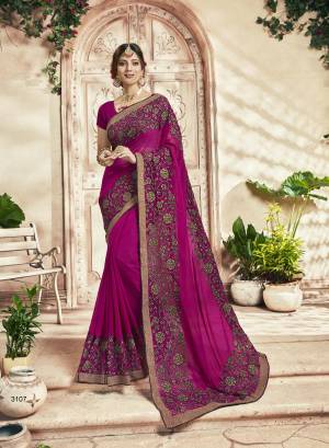 Adorn the Pretty Angelic Look, Wearing This Heavy Designer Saree In Magenta Pink Color Paired With Magenta Pink Colored Blouse. This Saree IS Georgette Based With Heavy Embroidery Paired With Art Silk Fabricated Blouse. 