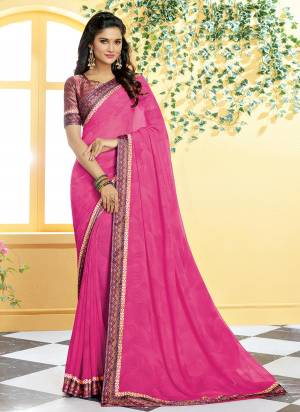 Look The Prettiest Of All Wearig This  Pink Colored Saree Paired With Pink Colored Blouse. This Saree Is Georgette Based Paired With Satin Fabricated Blouse. Buy Now.