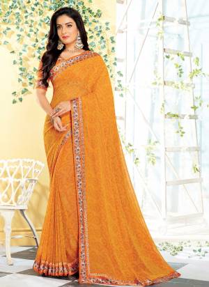 For Festive Feels, Grab This Pretty Saree In Yellow Color Paired With Yellow Colored Blouse. This Saree IS Georgette Based Which Is Light Weight And Lets You Enjoy The Festival To The Fullest. Buy Now.