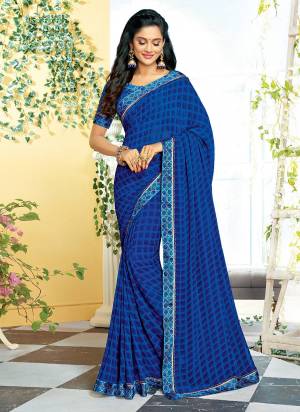 For A Bold And Beautiful Look, Grab This Designer Saree In Navy Blue Color paired With Navy Blue Colored Blouse. This Saree Is Georgette Based Paired With Satin Fabricated Blouse. It Is Light Weight And Also Durable. 