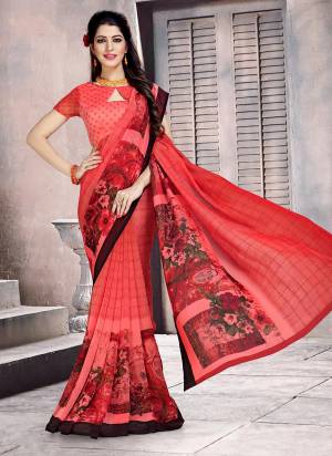 Add This Pretty Saree For Your Casual Or Semi-Casual Wear. This Saree and Blouse Are Fabricated On Georgette Beautified With Prints all Over It. 
