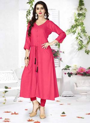 Grab This Designer Kurti For Your Semi-Casual Wear In Dark Pink Color Fabricated On Rayon. Its Fabric Is Soft Towards Skin And Available In All Regular Sizes.