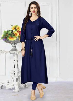 Enhance Your Personality In This Elegant looking Designer Readymade Kurti In Navy Blue Color Fabricated Rayon. It Is Light Weight And Easy To Carry All Day Long.