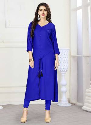 Bright And Visually Appealing Color Is Here With This Designer Readymade Kurti In Royal Blue Color Fabricated On Rayon. This Kurti Ensures Superb Comfort All Day Long. 