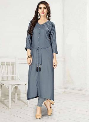 Flaunt Your Rich And Elegant Taste Wearing This Readymade Kurti In Grey Color Fabricated On Rayon. This Pretty Kurti Is Soft Towards Skin And Easy To Carry All Day Long. 