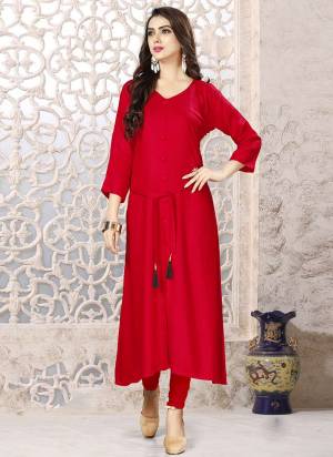 Bright And Visually Appealing Color Is Here With This Designer Readymade Kurti In Red Color Fabricated On Rayon. This Kurti Ensures Superb Comfort All Day Long. 