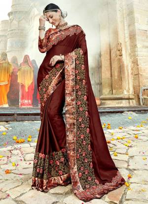 For a Rich And Elegant Look, Grab This Designer Saree In Brown Color Paired With Brown Colored Blouse. This Saree Is Silk Georgette Based Paired With Art Silk Fabricated Blouse.  Buy Now.