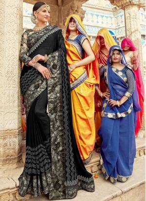 For A Bold And Beautiful Look, Grab This Designer Saree In Black Color Paired With Dark Grey Colored Blouse. This Saree Is Fabricated On Georgette Paired With Art Silk Fabricated Blouse. Both The Fabrics Ensures Superb Comfort All Day Long. 