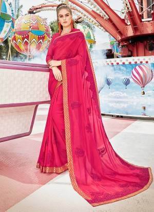 Shine Bright Wearing This Attractive Looking Dark Pink Colored Saree Paired With Dark Pink Colored Blouse. This Saree Is Silk Georgette Based Paired With Art Silk Fabricated Blouse. Buy now.