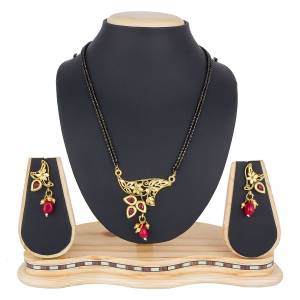 Give A Rich Elegant Look To Your Simple Or Heavy Ethnic Attire, Pairing It With This Beautiful Mangalsutra Set With Pretty Matching Earrings. It Is Light In Weight And Easy To Carry All Day Long. 