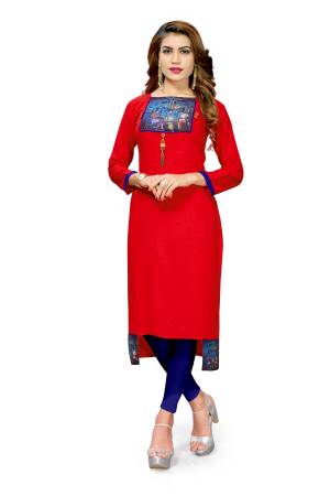 Adorn A Pretty Casual Look With This Readymade Kurti In Red Color Fabricated On Rayon. It Is Available In All Regular Sizes And Ensures Superb Comfort All Day Long. 