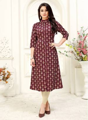 Be It your College, Home Or Work Place, This Pretty Kurti Is Suitable For All. Grab This Lovely Designer Kurti In Maroon Color Fabricated On Crepe. Also It Is Available In All Regular Sizes. 