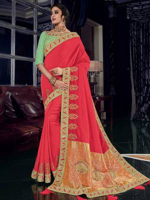 Show your elegance by wearing this gorgeous Fuschia Pink color silk fabrics saree. Ideal for party, festive & social gatherings. this gorgeous saree featuring a beautiful mix of designs. Its attractive color and designer heavy embroidered design, Flower patch de