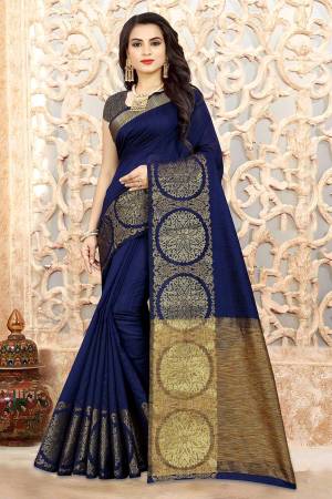 Enhance Your Personality In This Pretty Silk Based Saree In Navy Blue Color Paired With Navy Blue Colored Blouse. This Saree and Blouse Are Fabricated Linen Silk Which Is Light Weight And Durable. 