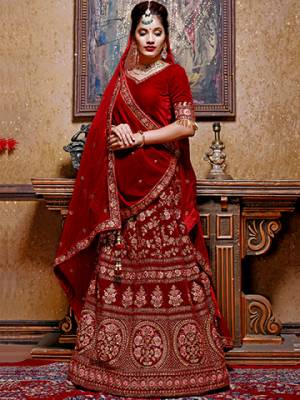 For A Royal And Elegant Look, Grab This Heavy Designer Lehenga Choli In Royal Maroon Color. This Lehenga Choli Is Fabricated On Velvet With Heavy Embroidery Paired With Georgette Fabricated Dupatta. Buy This Lehenga Choli Now.