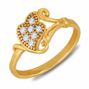 Simple And Elegant Looking Designer Ring Is Here In Golden Beautified With Stone Work. This Pretty Ring Can Be Paired With Any Colored And Any Type Of Attire, Buy Now.