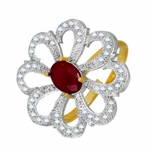 Simple And Elegant Looking Designer Ring Is Here In Golden Beautified With Stone Work. This Pretty Ring Can Be Paired With Any Colored And Any Type Of Attire, Buy Now.