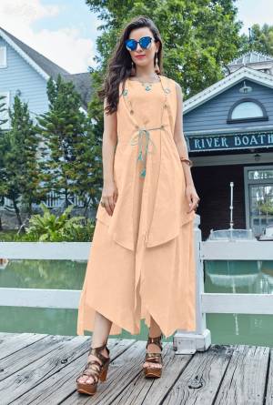 Here Is A Very Pretty Designer Readymade Kurti Is Here With Different Cuts In Lovely Peach Color. It Is Fabricated On Cotton Which Is Soft Towards Skin And Ensures Superb Comfort All Day Long. Buy Now.