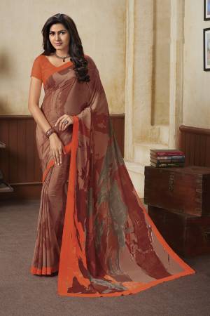 Comfort Comes First When Its About Casuals, Grab This Pretty Light Weight Saree Fabricated On Crepe Which Is Soft Towards Skin, Beautified With Prints. Buy Now.