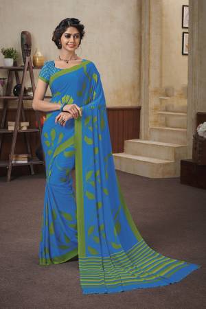 Comfort Comes First When Its About Casuals, Grab This Pretty Light Weight Saree Fabricated On Crepe Which Is Soft Towards Skin, Beautified With Prints. Buy Now.